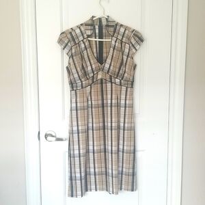 Le Chateau Black and Tan Plaid Dress